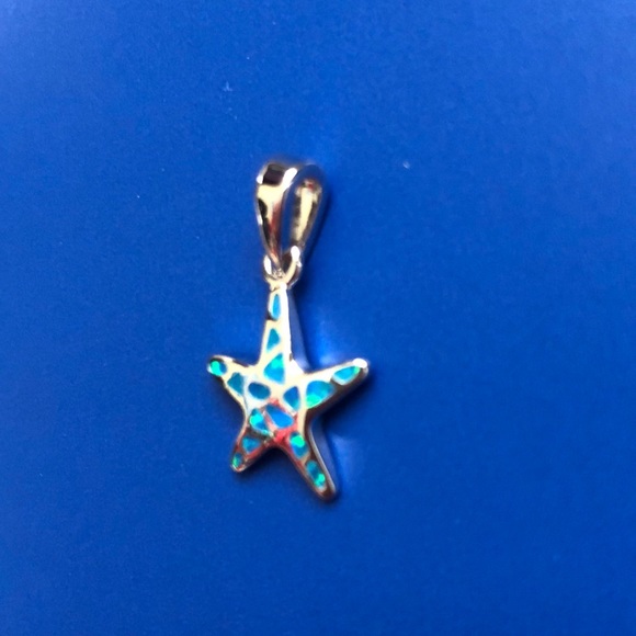Sterling Silver Pendant with Lab Opal - Starfish - Picture 5 of 5